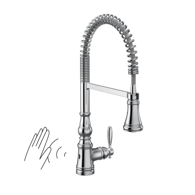 Moen Weymouth MotionSense Wave Single Handle Pre-Rinse Spring Pulldown Kitchen Faucet
