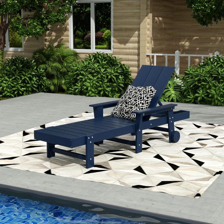 Arellanes 77.6" Long Outdoor All-Weather Poly Reclining Single Chaise