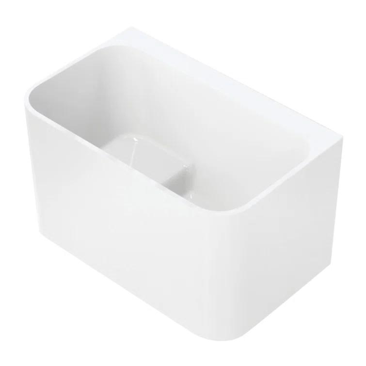 Kingston Brass Aqua Eden 47-Inch Acrylic Rectangular Double Ended Freestanding Tub with Drain and Integrated Seat