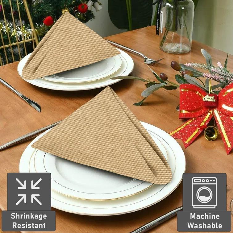 Poly Cotton Square Cloth Napkins Chambray Fabric (Set of 12)