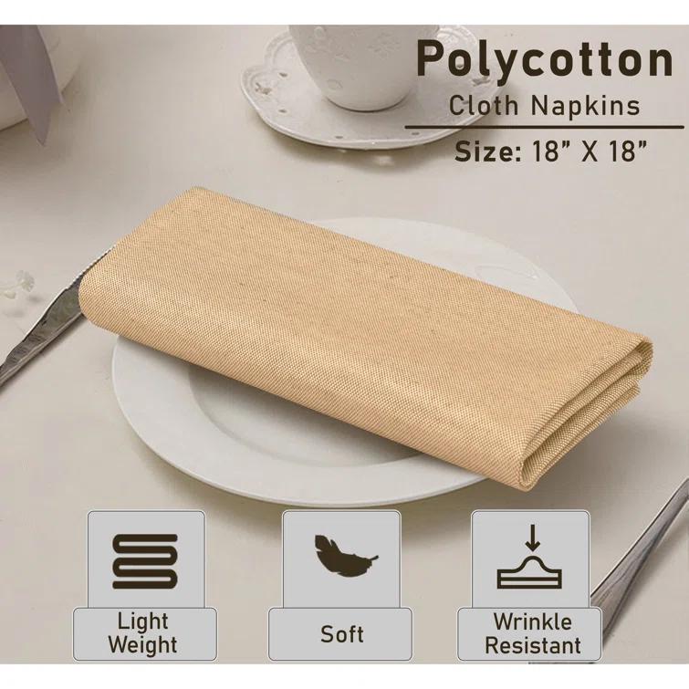 Poly Cotton Square Cloth Napkins Chambray Fabric (Set of 12)