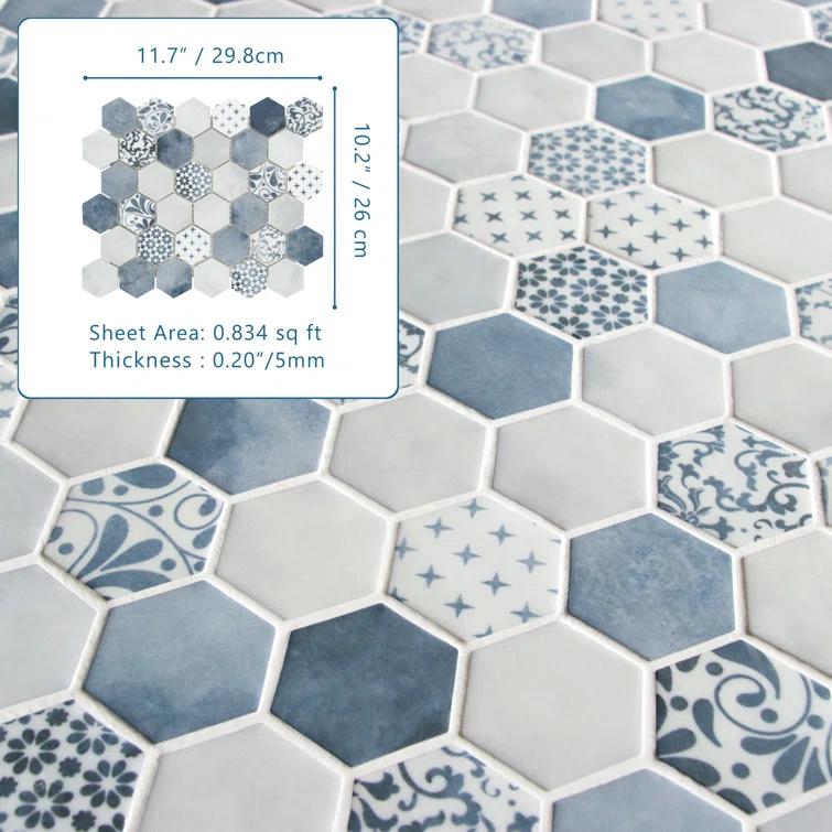 Sunwings 11.7" x 10.2" Recycled Glass Honeycomb Wall & Floor Tile