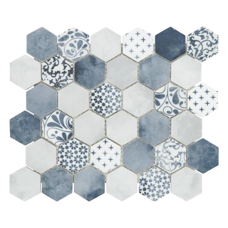 Sunwings 11.7" x 10.2" Recycled Glass Honeycomb Wall & Floor Tile