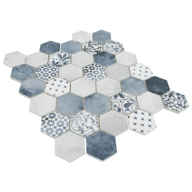 Sunwings 11.7" x 10.2" Recycled Glass Honeycomb Wall & Floor Tile
