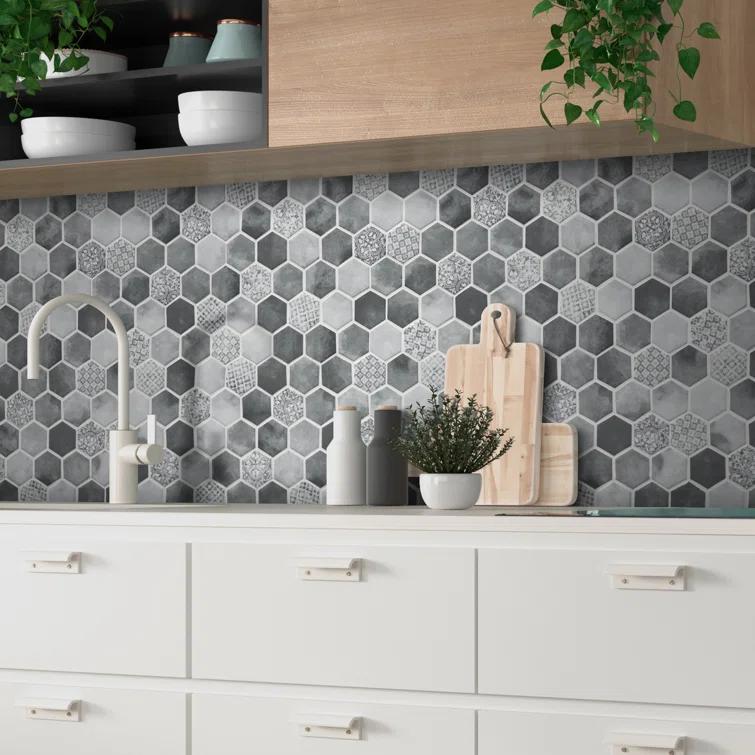 Sunwings 11.7" x 10.2" Recycled Glass Honeycomb Wall & Floor Tile