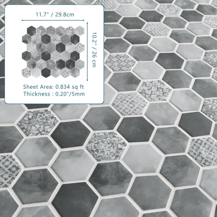 Sunwings 11.7" x 10.2" Recycled Glass Honeycomb Wall & Floor Tile