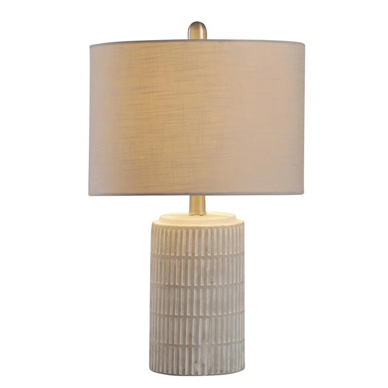 Joni Table Lamp Distressed Gray - StyleCraft: Ceramic Body, Polyester Drum Shade, UL Listed