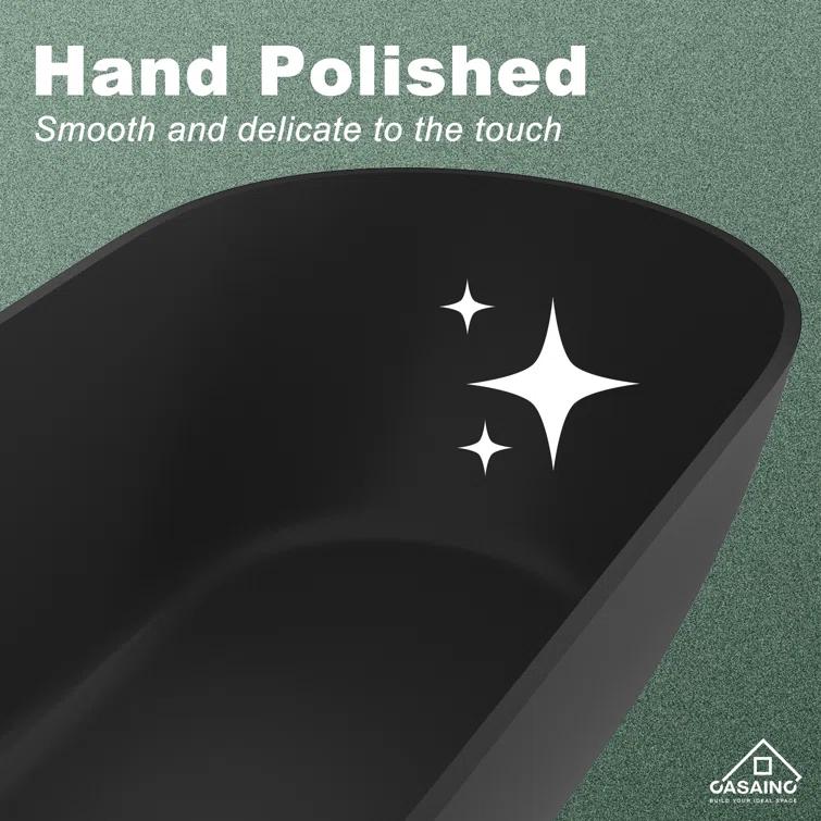 Broadway 59'' x 30'' Freestanding Soaking Solid Surface Bathtub