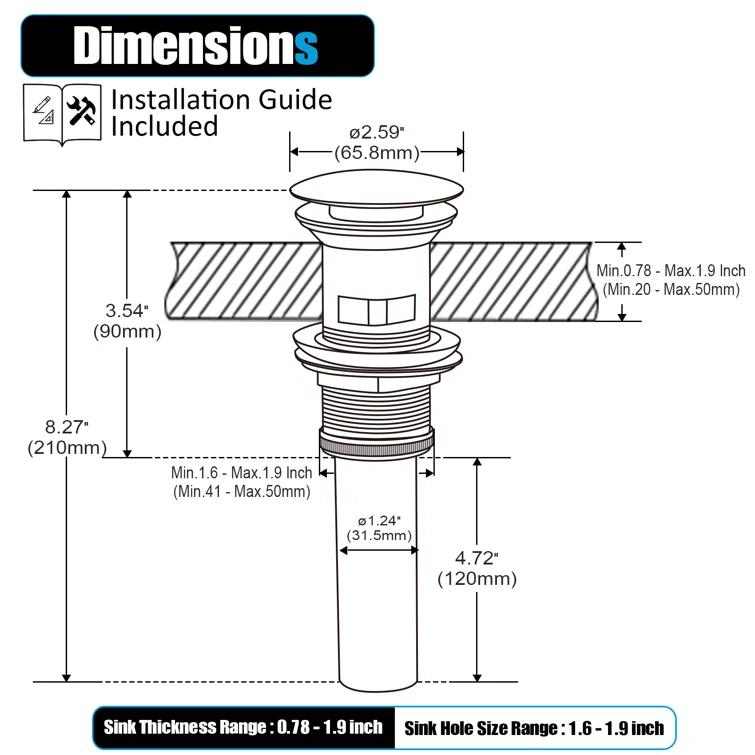 Pop-Up Bathroom Sink Drain