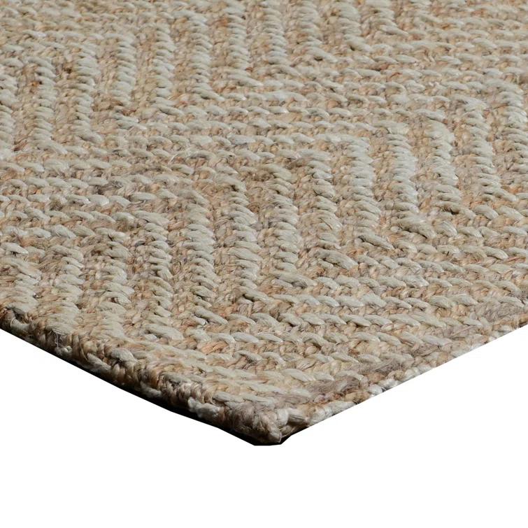 Handmade Ivory Wool Herringbone Rectangular 8' x 10' Rug