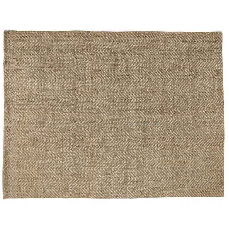 Handmade Ivory Wool Herringbone Rectangular 8' x 10' Rug