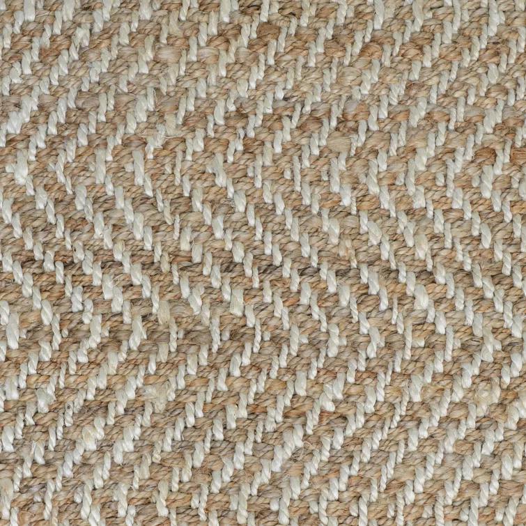 Handmade Ivory Wool Herringbone Rectangular 8' x 10' Rug