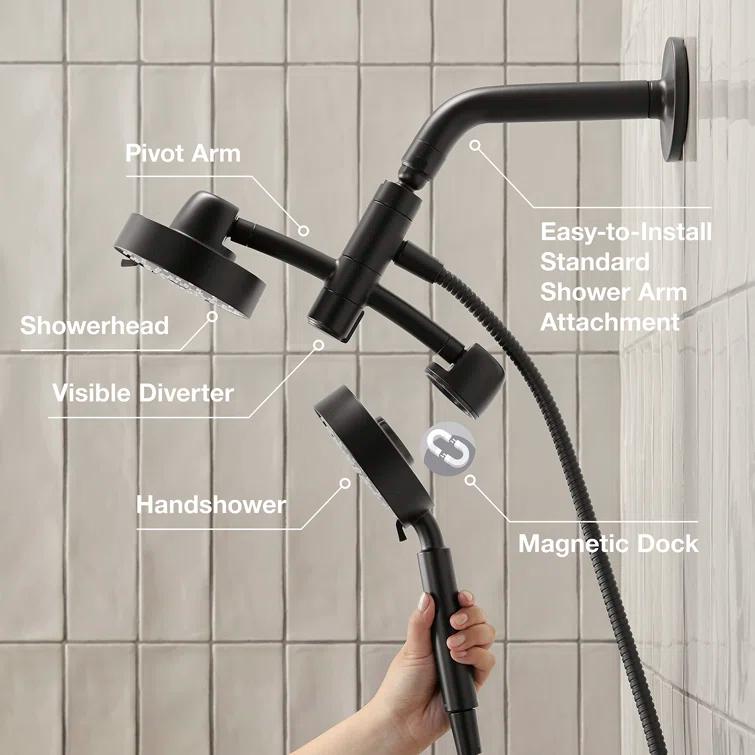 Kohler Purist® 2-In-1 Multifunction Shower Combo Kit, Showerhead and Handshower, Three Spray Settings