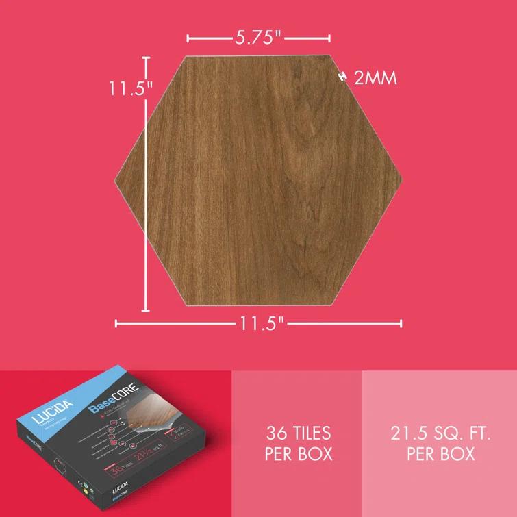 BaseCore HEX 12mil x 5.75" W Peel and Stick Vinyl Plank Flooring