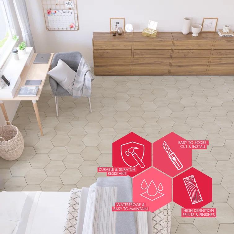 BaseCore HEX 12mil x 5.75" W Peel and Stick Vinyl Plank Flooring