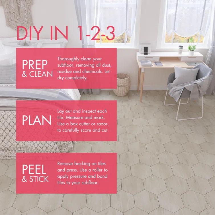 BaseCore HEX 12mil x 5.75" W Peel and Stick Vinyl Plank Flooring