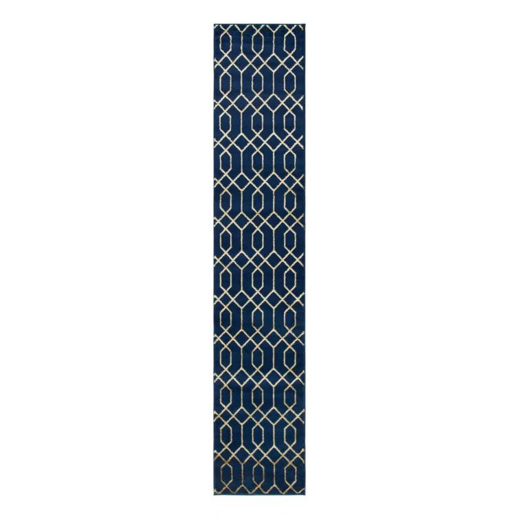 Glam Navy Blue Gold Area Rug