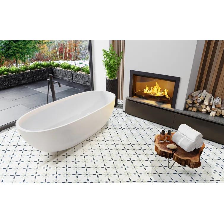 Amara 8" x 8" Encaustic Look Matte Porcelain Floor & Wall Tile