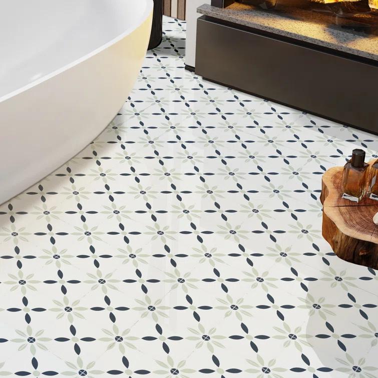 Amara 8" x 8" Encaustic Look Matte Porcelain Floor & Wall Tile