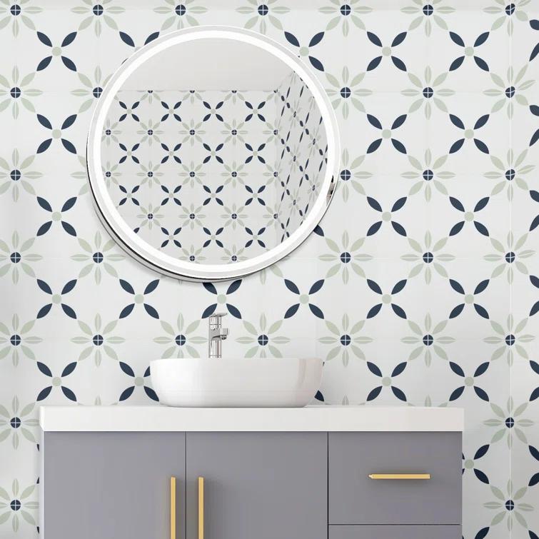 Amara 8" x 8" Encaustic Look Matte Porcelain Floor & Wall Tile