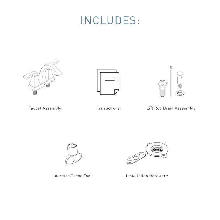 Moen Voss Centerset Bathroom Faucet with Drain Assembly