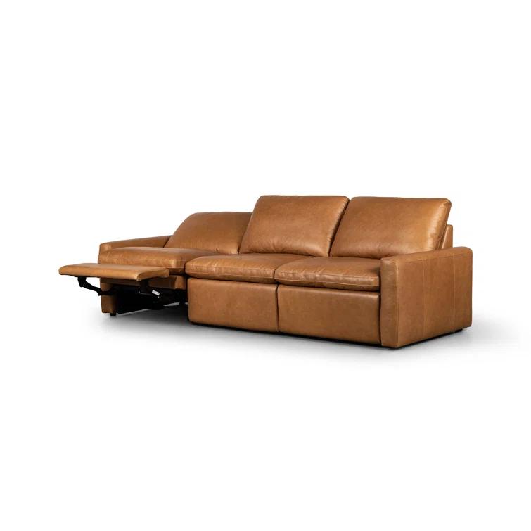 Sonoma Butterscotch Leather Three-Piece Sectional with Wood Frame