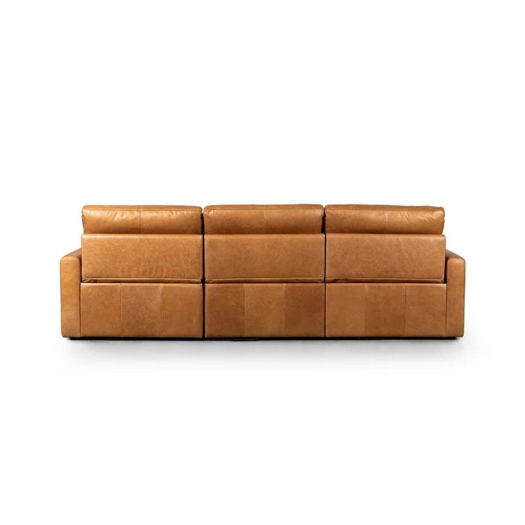 Sonoma Butterscotch Leather Three-Piece Sectional with Wood Frame