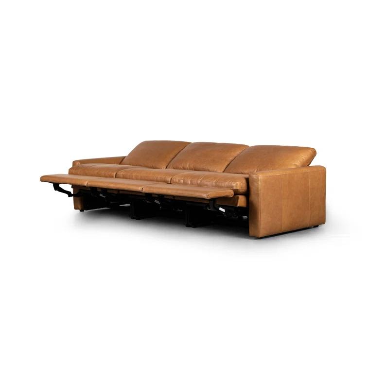 Sonoma Butterscotch Leather Three-Piece Sectional with Wood Frame