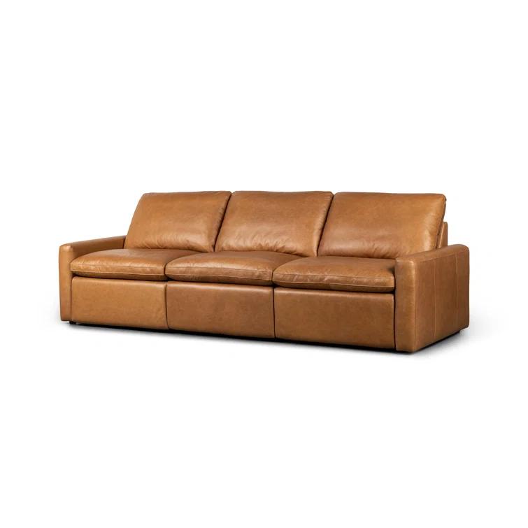 Sonoma Butterscotch Leather Three-Piece Sectional with Wood Frame