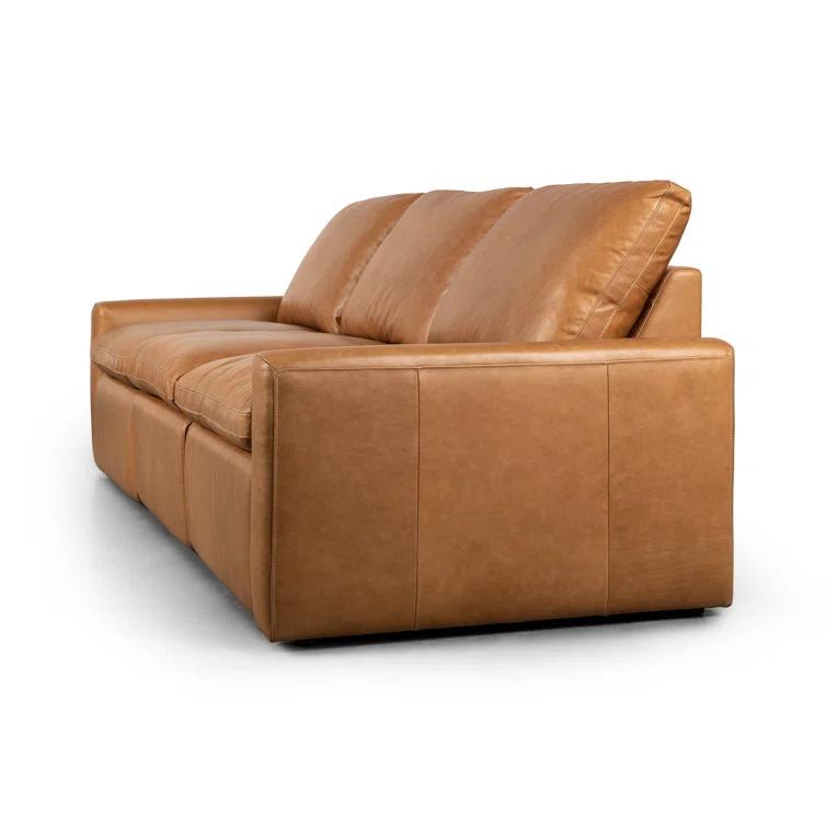 Sonoma Butterscotch Leather Three-Piece Sectional with Wood Frame