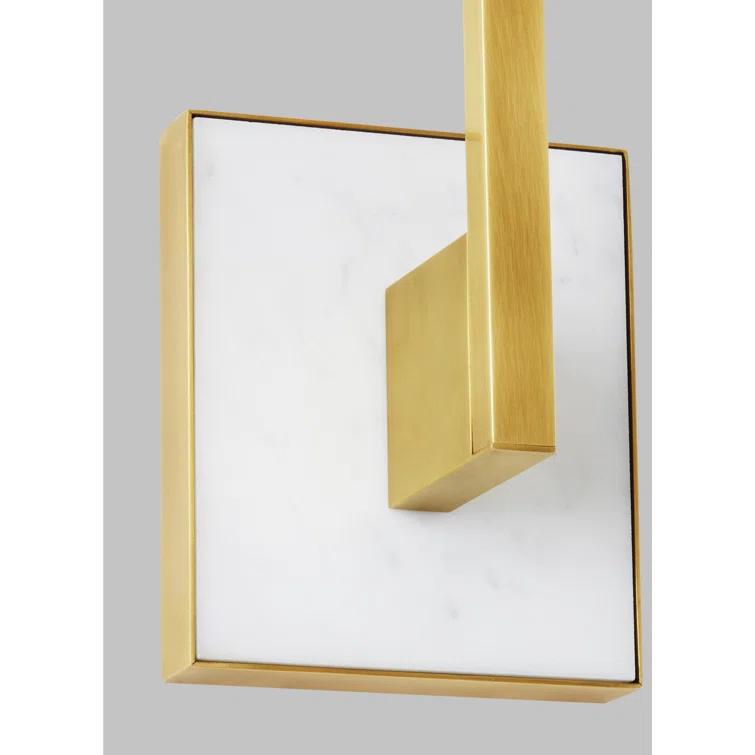Klee Dimmable LED Wall Sconce in Black with Natural Brass and White Marble