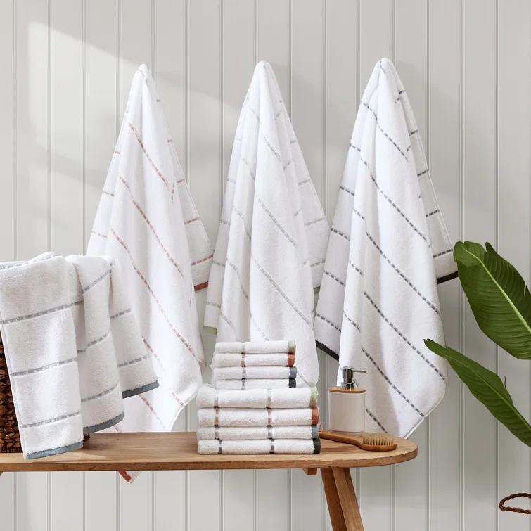 Tommy Bahama Ridley Solid Cotton Blue 3 Piece Towel Set