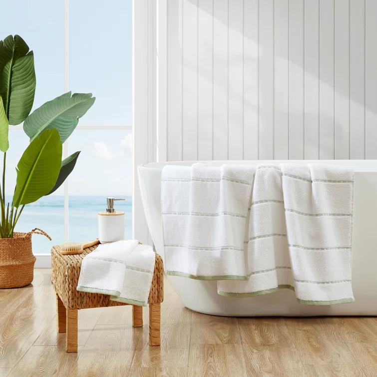 Tommy Bahama Ridley Solid Cotton Blue 3 Piece Towel Set