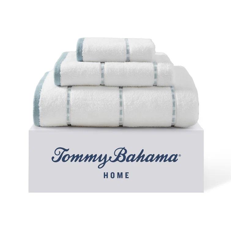 Tommy Bahama Ridley Solid Cotton Blue 3 Piece Towel Set