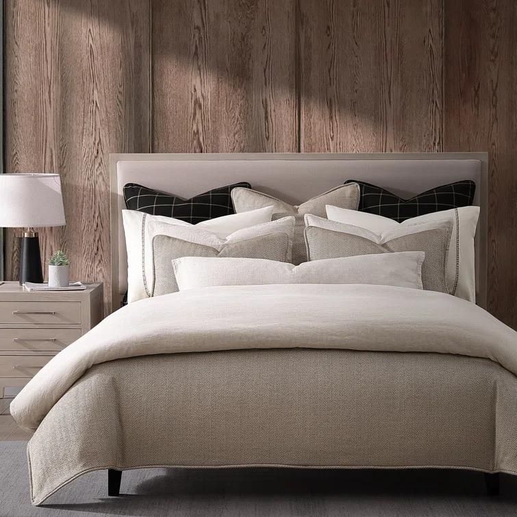 Chenille Herringbone Classic Modern Rustic Twill Woven 3 Pieces Duvet Cover Set