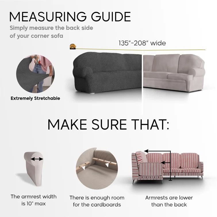 Stretchy Slipcover for Corner Sofa - Soft to Touch & Easy to Clean - Velvet Collection