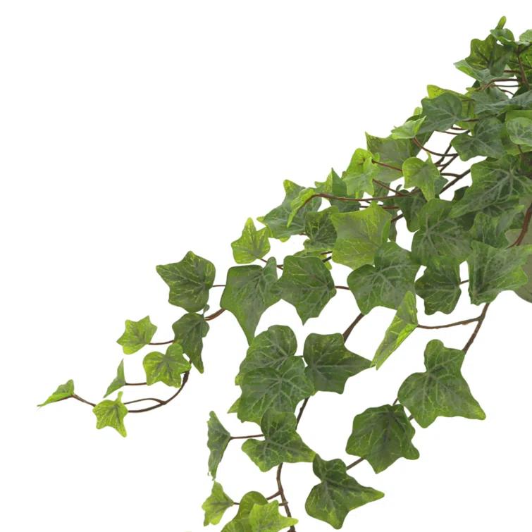Artificial Green Ivy Plant in Gray Cylinder Pot