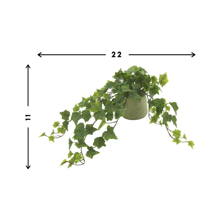 Artificial Green Ivy Plant in Gray Cylinder Pot