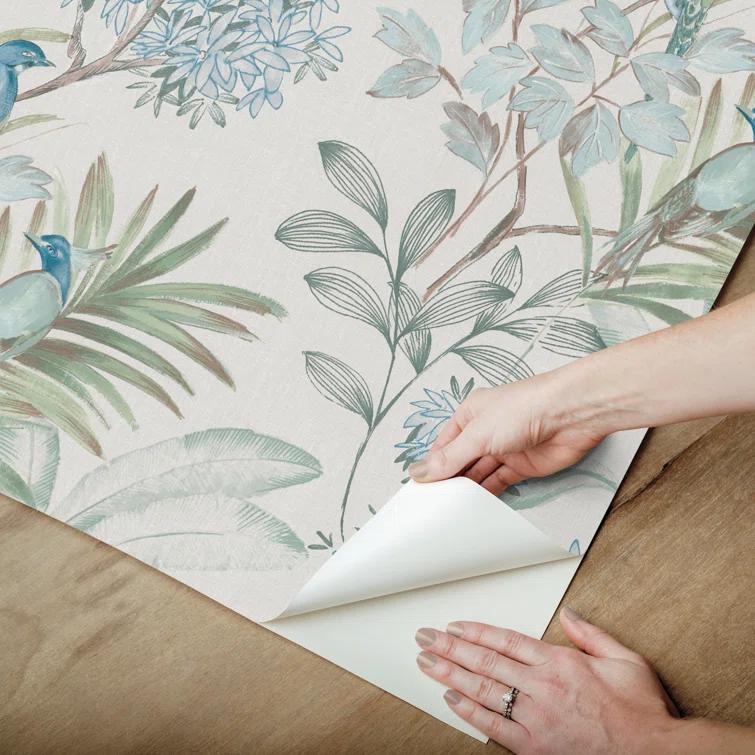 York Wallcoverings Handpainted Songbird Peel & Stick Floral Roll