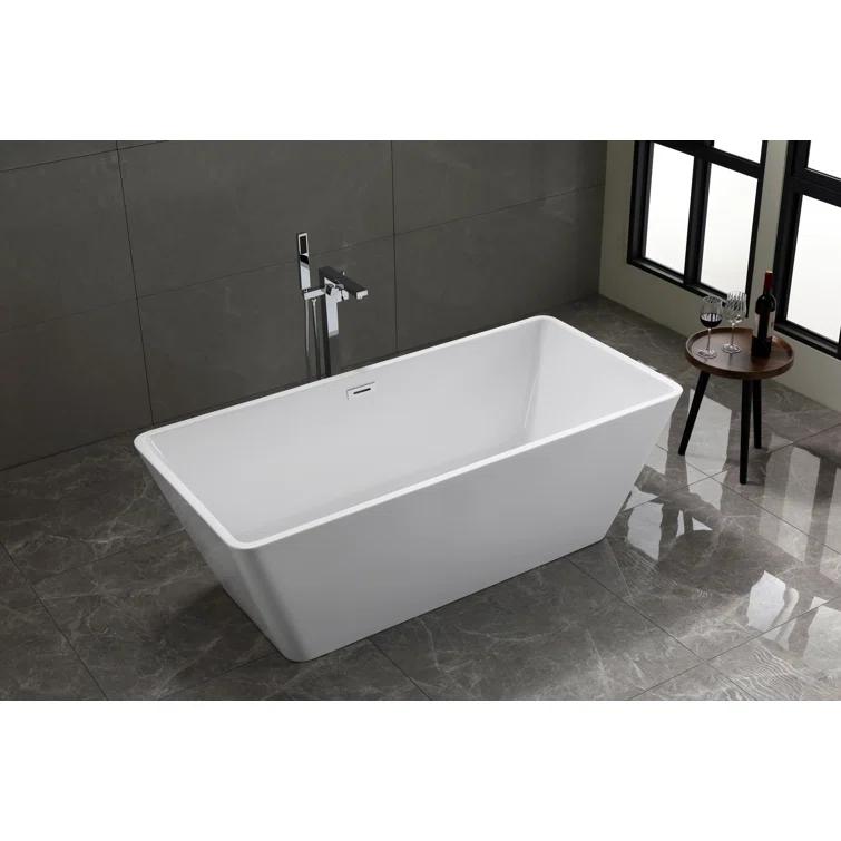 Toulouse 66.9'' x 31.1'' Freestanding Soaking Acrylic Bathtub
