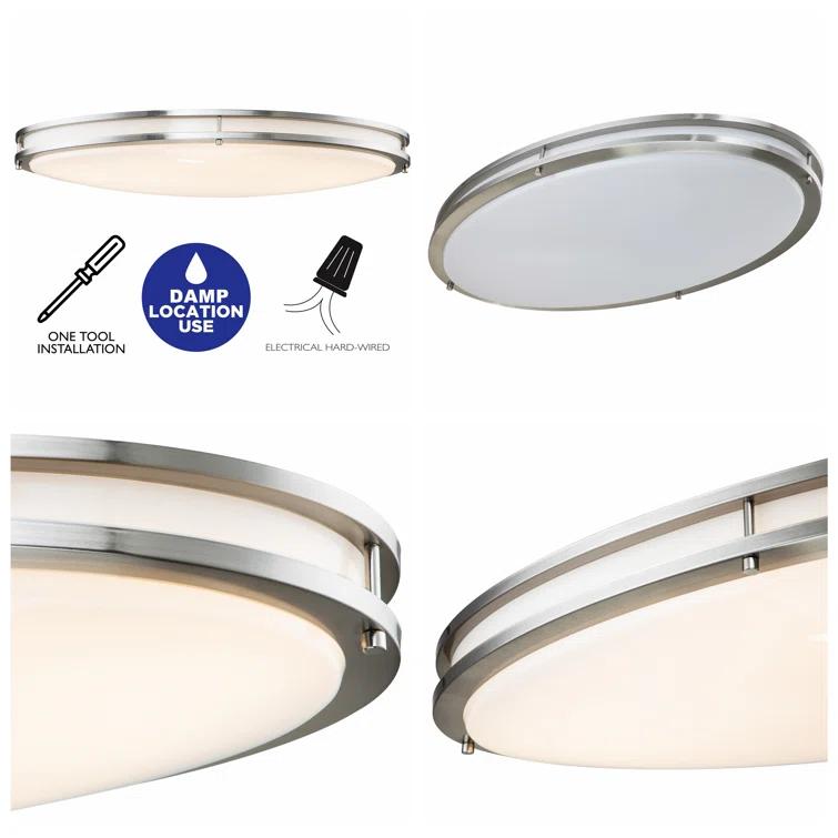 Kohlera 32.5"W Brushed Nickel Dimmable 3000K LED Oval Flush Mount
