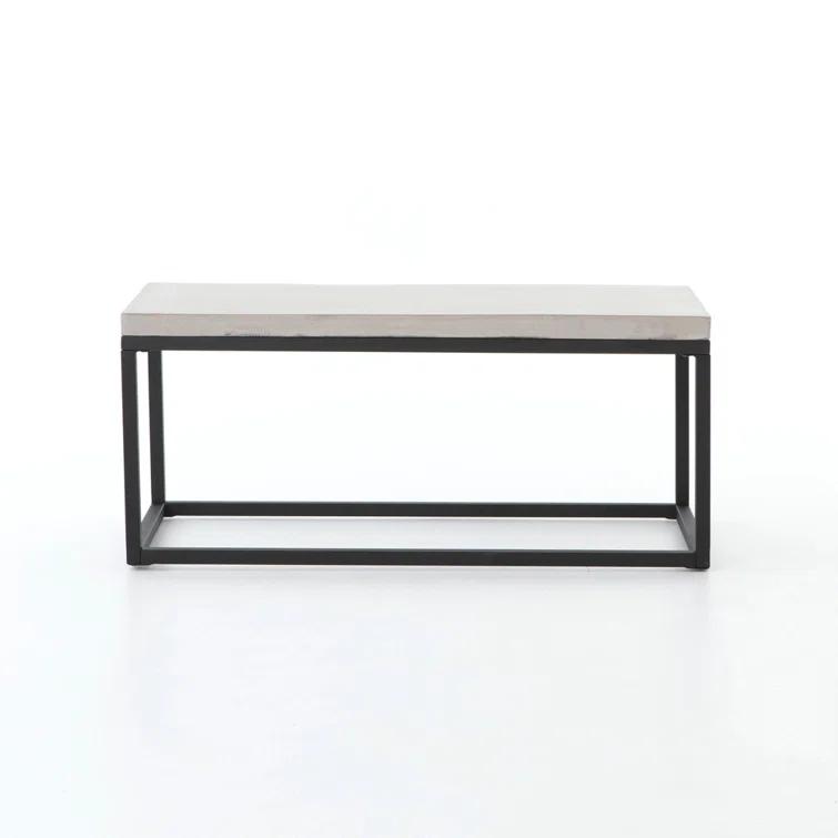 Maximus Rectangular Black and Gray Concrete Iron Coffee Table