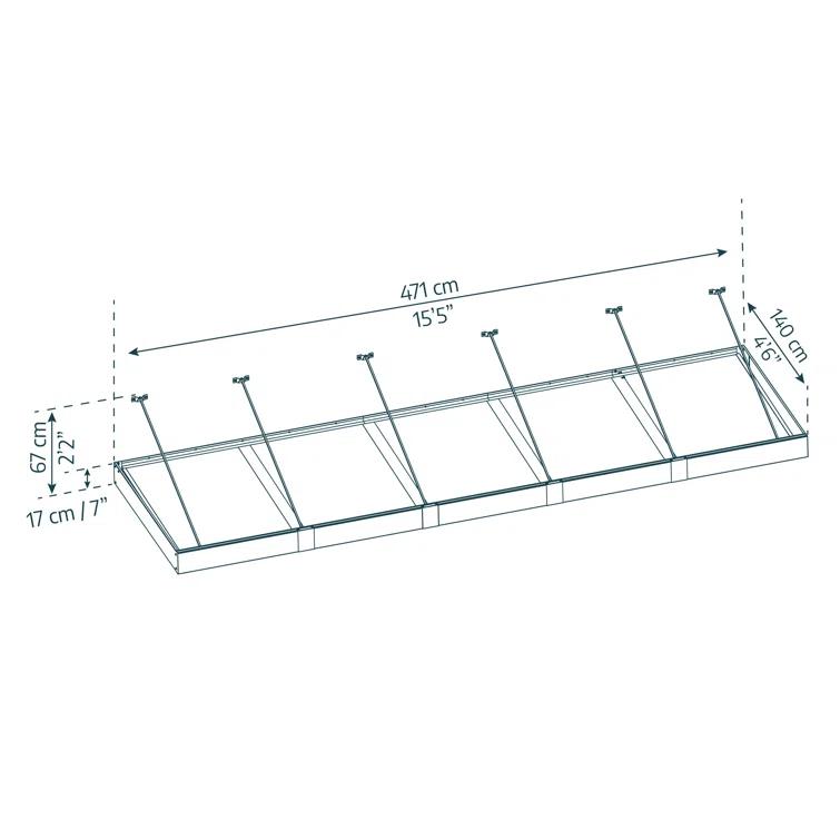 Palram - Canopia Sophia 4' 7" D Acrylic Clear/Gray Stationary Slope Door and Window Awning