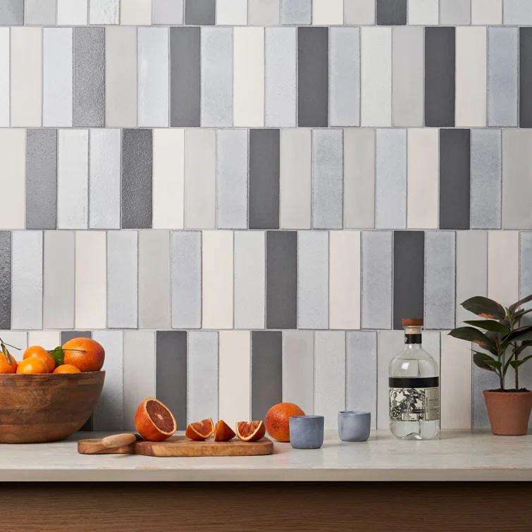 Groovy Blend 2" x 8" Glossy Lava Stone Subway Wall Tile (3.88 Sq. Ft. / Case)