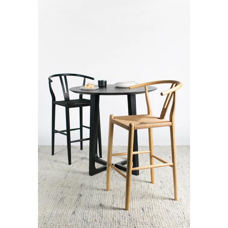 Gaven 38" Black Ash Round Mid-Century Modern Counter Table