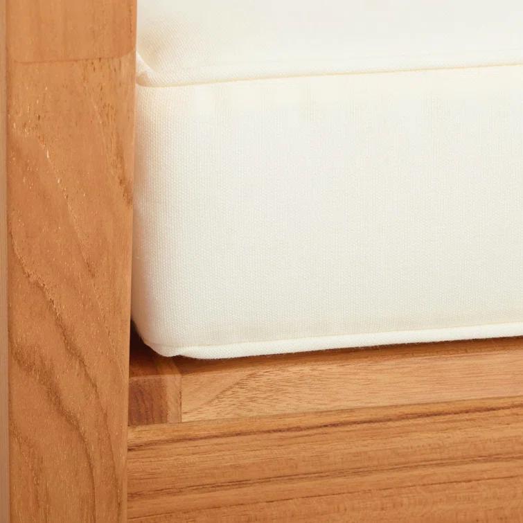 Joss & Main Adagio Outdoor Solid Teak Wood 2-Person Sofa with Cushions