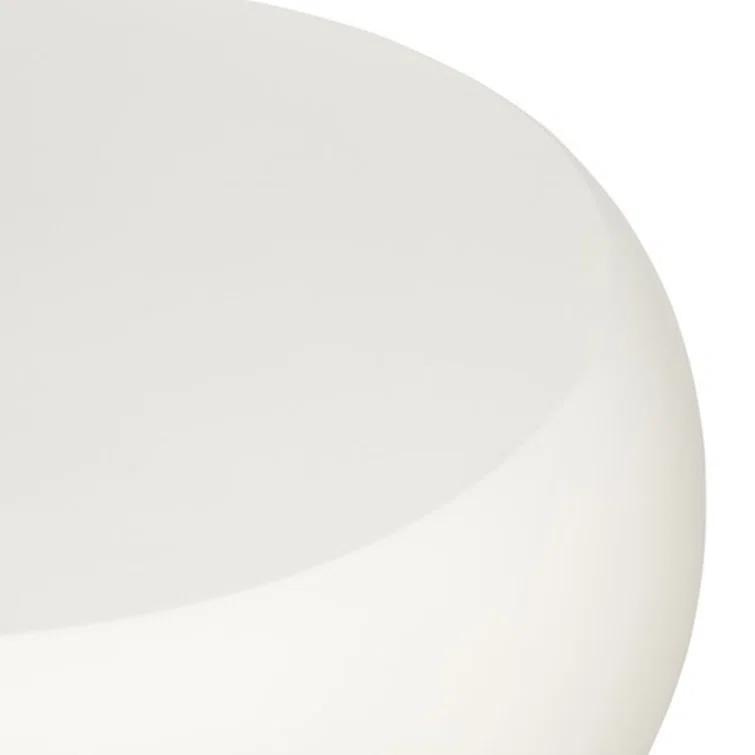 Round Ivory Concrete Outdoor Coffee Table with Storage