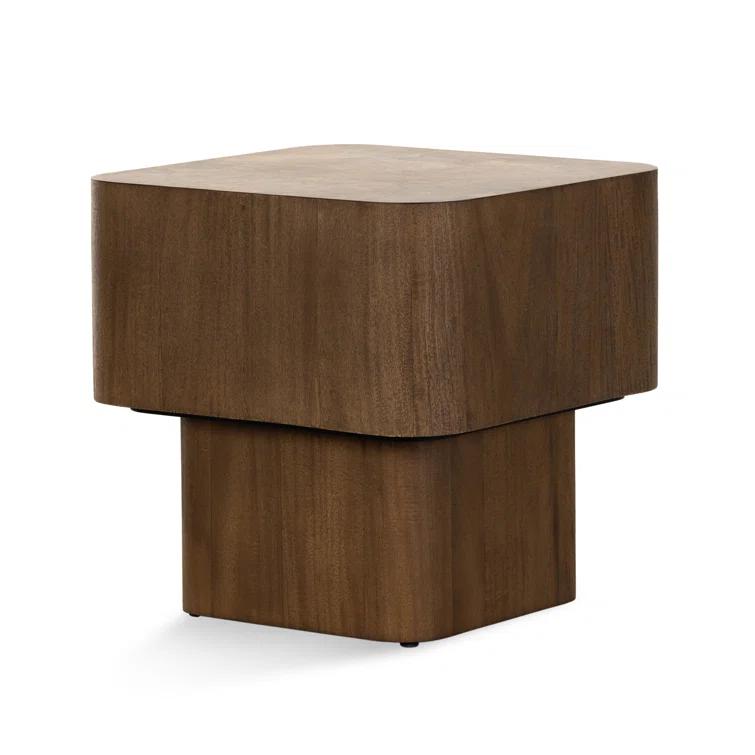 Warm Umber Burl and Dark Mahogany Rectangular End Table
