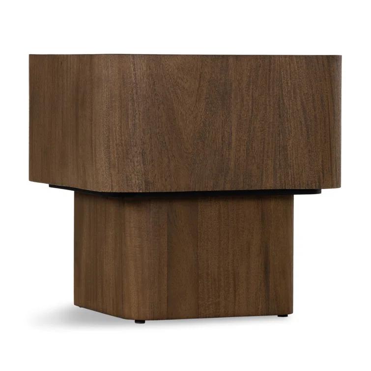 Warm Umber Burl and Dark Mahogany Rectangular End Table