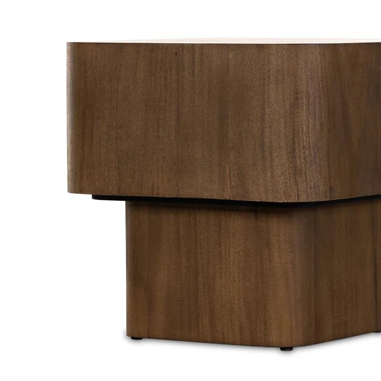 Warm Umber Burl and Dark Mahogany Rectangular End Table
